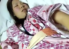 Man spying the hairy cunt of cute Asian girlfriend nrh017 00