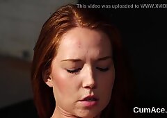 Wacky idol gets cumshot on her face sucking all the cum